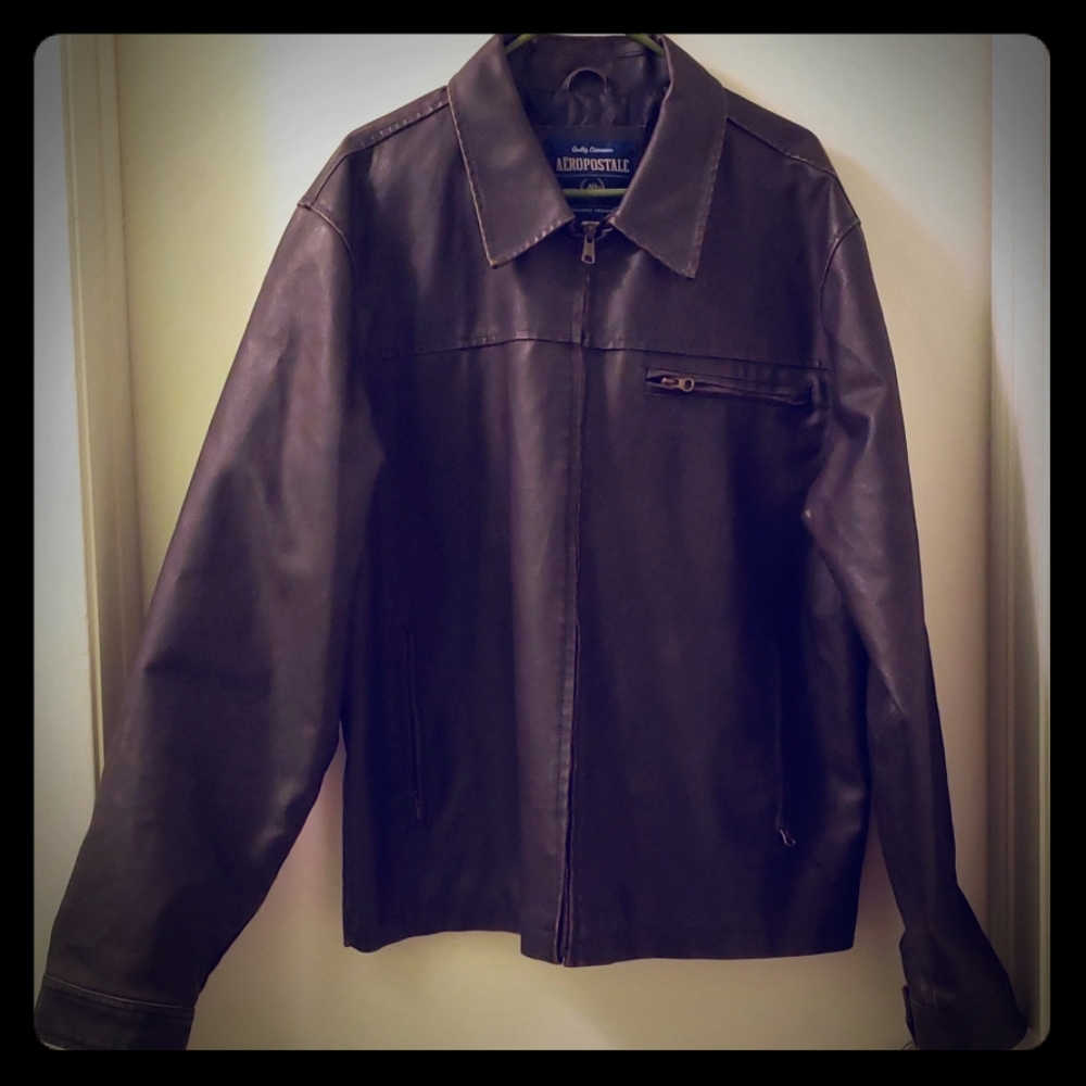 EUC Men's Aeropostale Leather Jacket XL